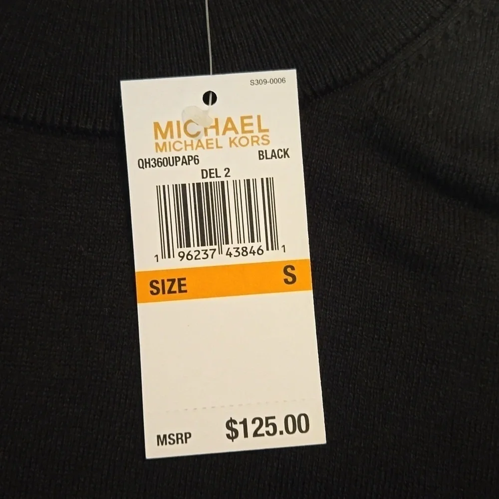 Michael Kors Stretchy Black Rhinestone Long Sleeve Designer Sweater - Size S
